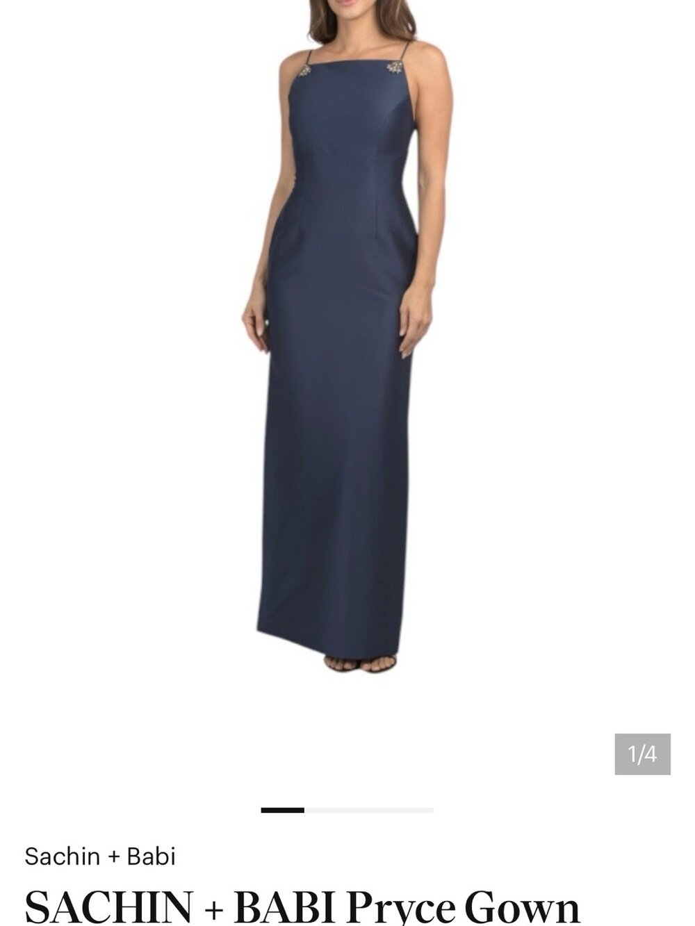 NWT Sachin + Babi Pryce Navy Maxi Gown with Embellished Straps